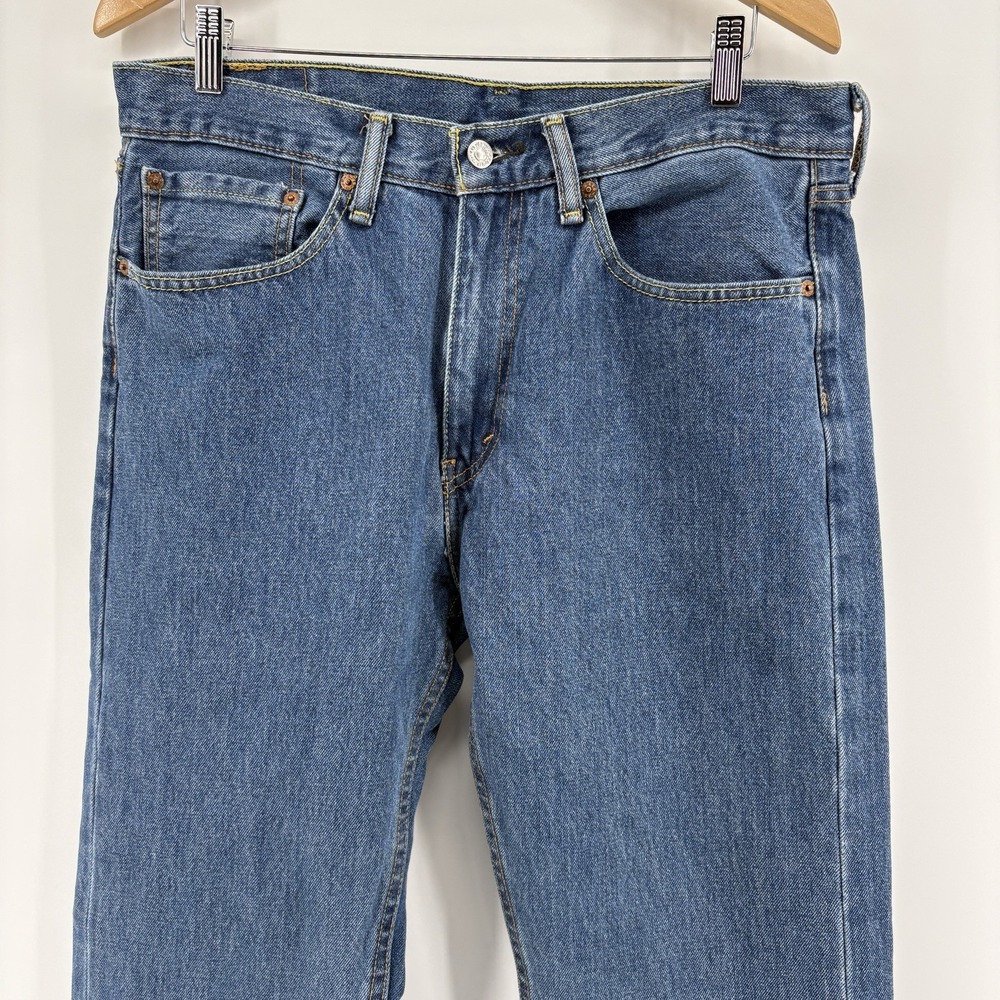 Levis 505 Regular Fit Straight‎ Leg Blue Jeans Size 34x29 Stone Wash